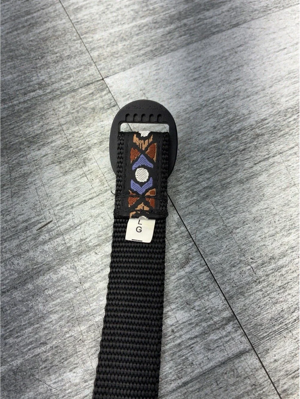 VTG Silverfoot Webbing Belt Southwestern Aztec Diamond Pattern Black Gorpcore